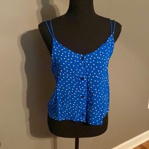 Electric blue button down crop top